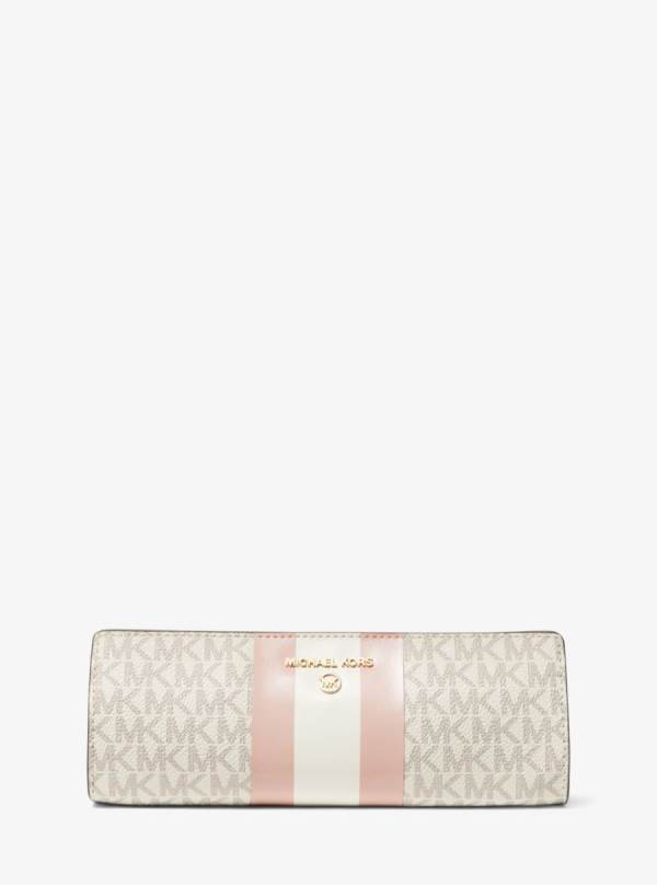 Damske Kufre Michael Kors Small Logo Stripe Pencil Case Ruzove - Kabelky Michael Kors Levně | BDFZC-8190